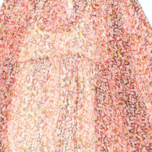 Stradivarius Womens Multicoloured Floral Polyester Trapeze & Swing Size L Round Neck Tie
