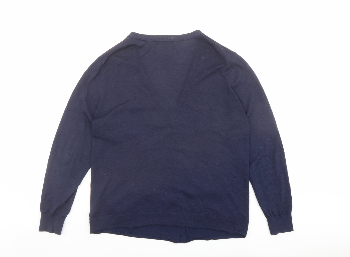 Boden Womens Blue V-Neck Wool Cardigan Jumper Size 14