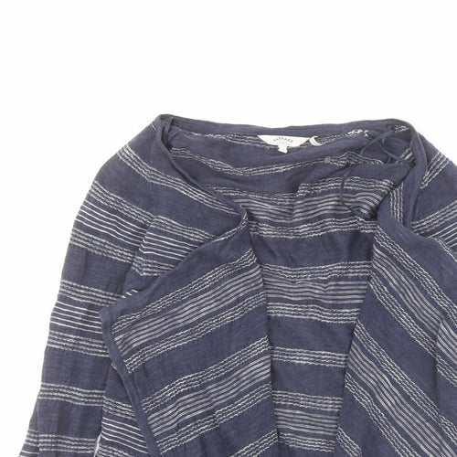 Fat Face Womens Blue V-Neck Striped Cotton Cardigan Jumper Size 10