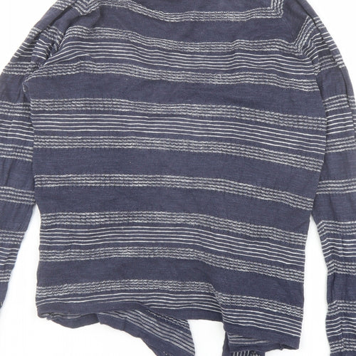 Fat Face Womens Blue V-Neck Striped Cotton Cardigan Jumper Size 10