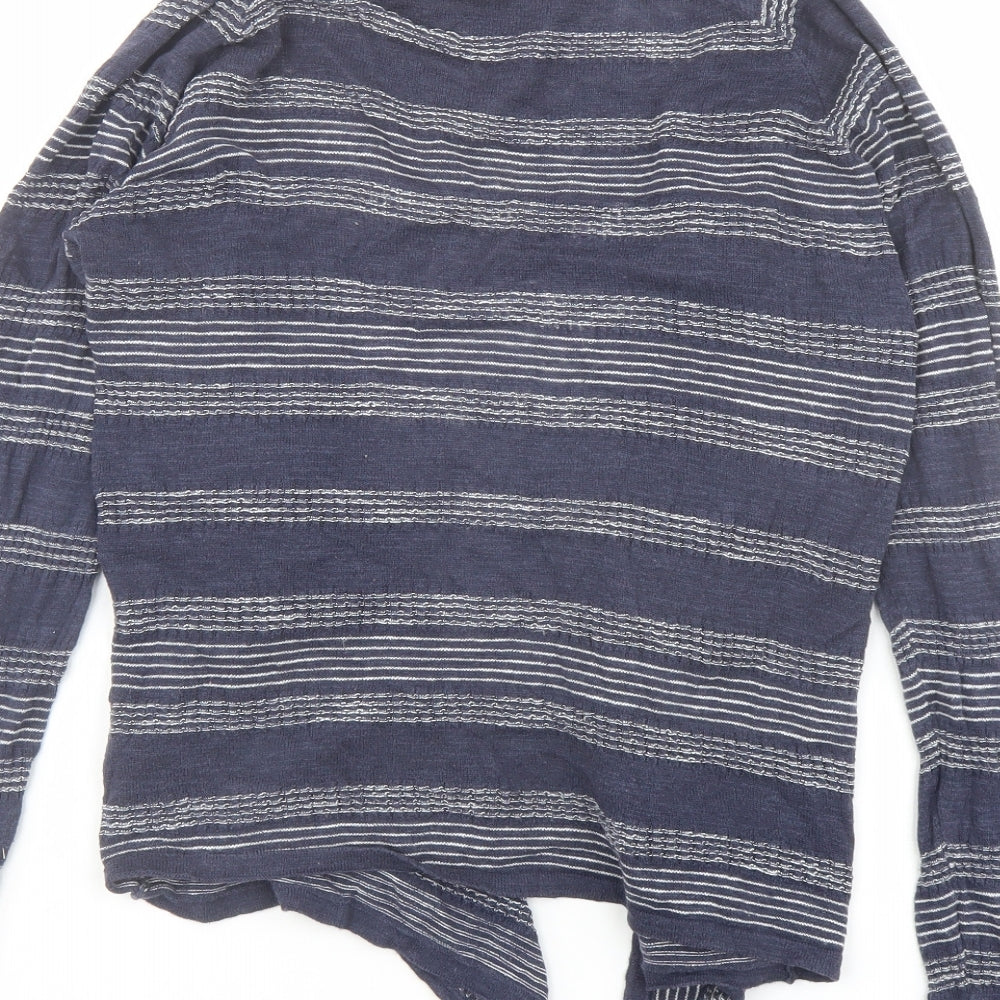 Fat Face Womens Blue V-Neck Striped Cotton Cardigan Jumper Size 10