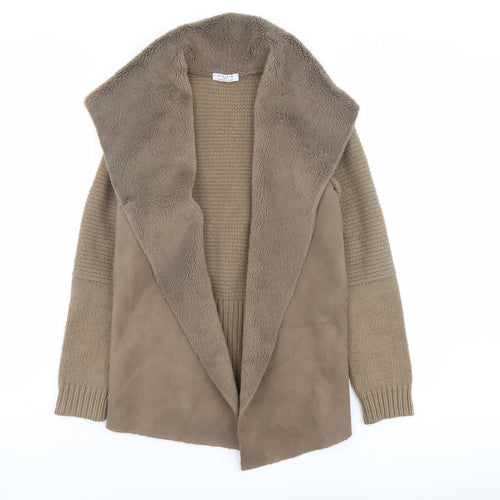 D.E.C.K. Womens Beige V-Neck Acrylic Cardigan Jumper Size M
