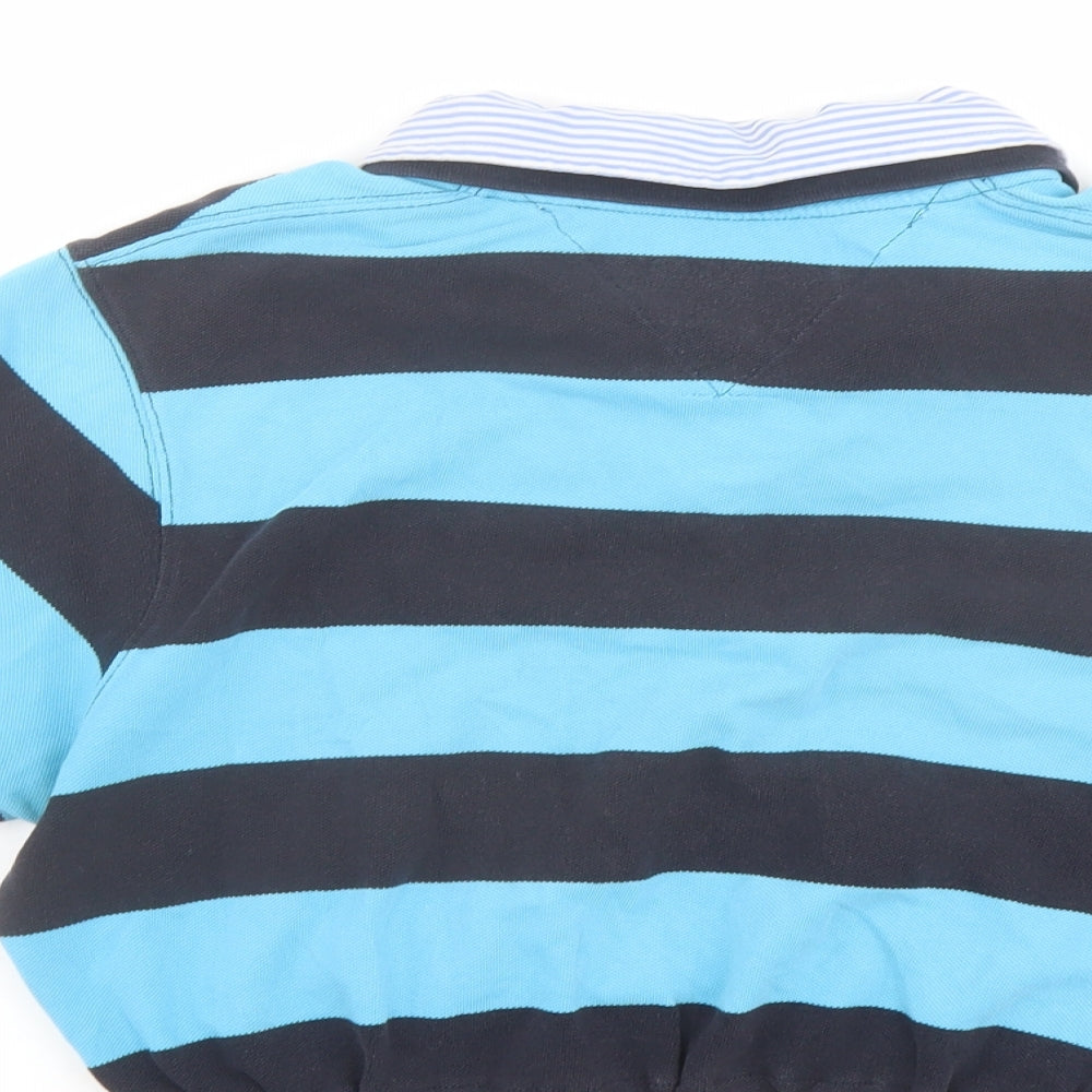 Tommy Hilfiger Womens Blue Striped Cotton Basic Polo Size M Collared - Customised