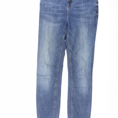 Marks and Spencer Womens Blue Cotton Skinny Jeans Size 8 L28 in Regular Button