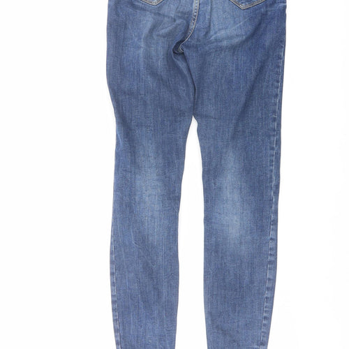 Marks and Spencer Womens Blue Cotton Skinny Jeans Size 8 L28 in Regular Button