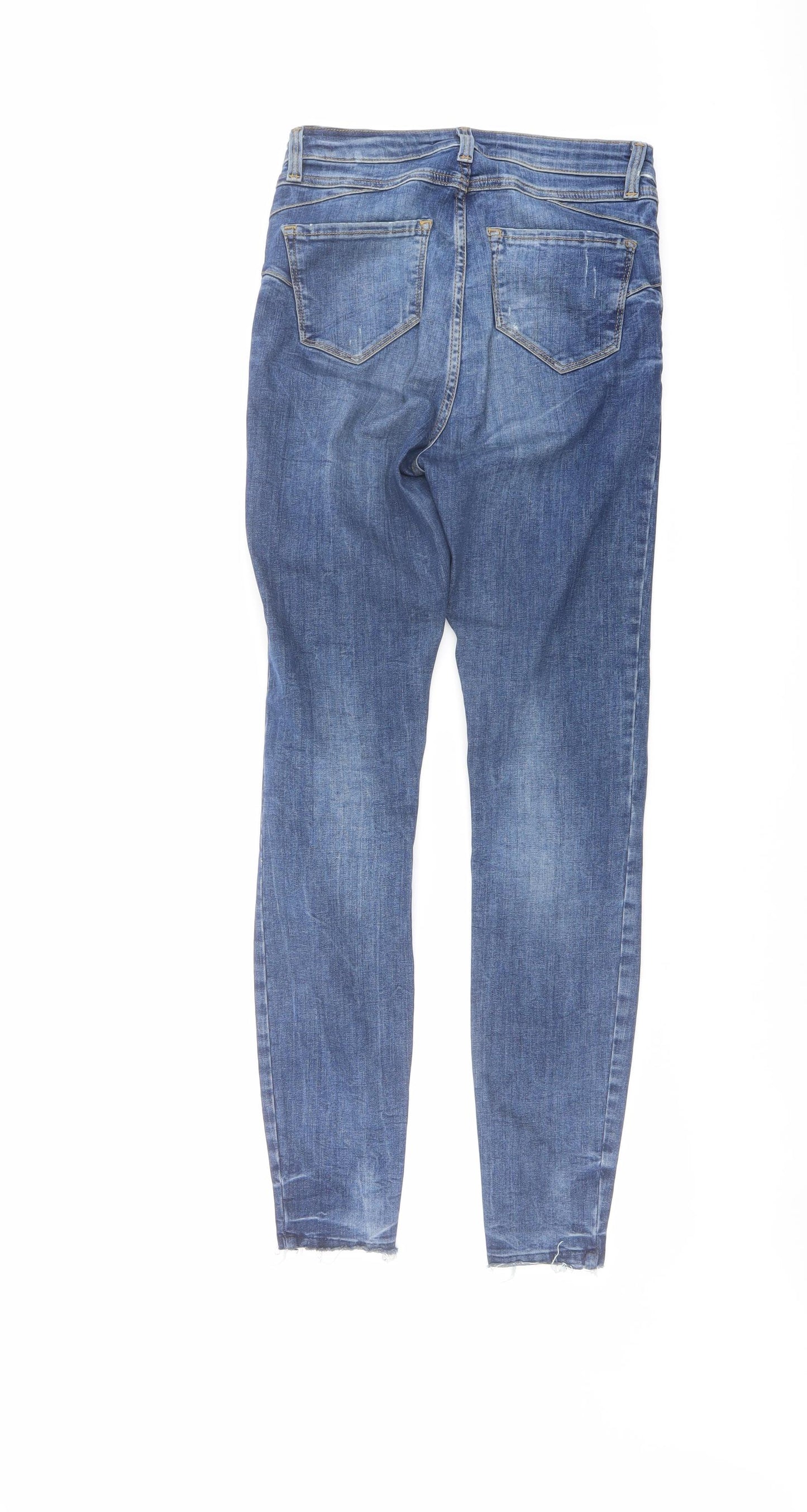 Marks and Spencer Womens Blue Cotton Skinny Jeans Size 8 L28 in Regular Button
