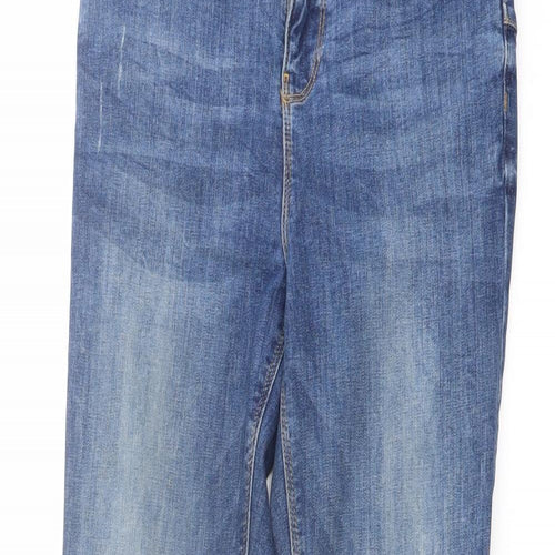 Marks and Spencer Womens Blue Cotton Skinny Jeans Size 8 L28 in Regular Button