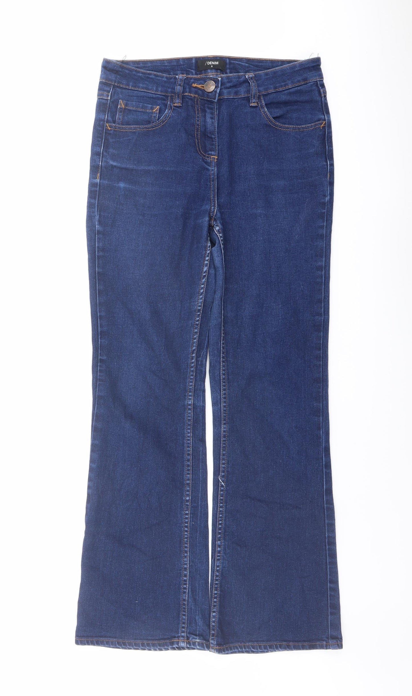 Matalan Womens Blue Cotton Bootcut Jeans Size 8 L27 in Regular Button