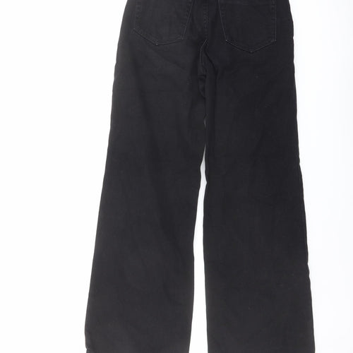 Zuiki Womens Black Cotton Wide-Leg Jeans Size 12 L30 in Regular Button