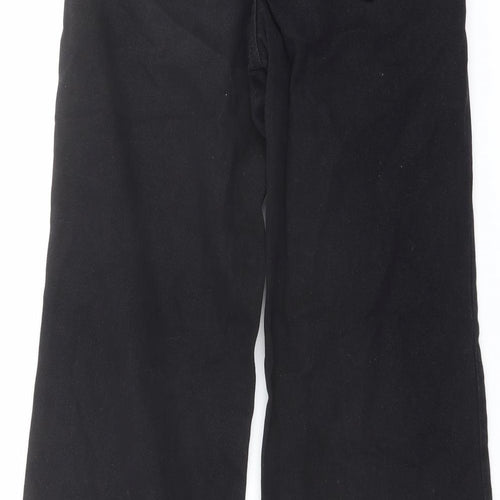 Zuiki Womens Black Cotton Wide-Leg Jeans Size 12 L30 in Regular Button