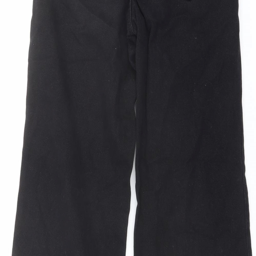 Zuiki Womens Black Cotton Wide-Leg Jeans Size 12 L30 in Regular Button