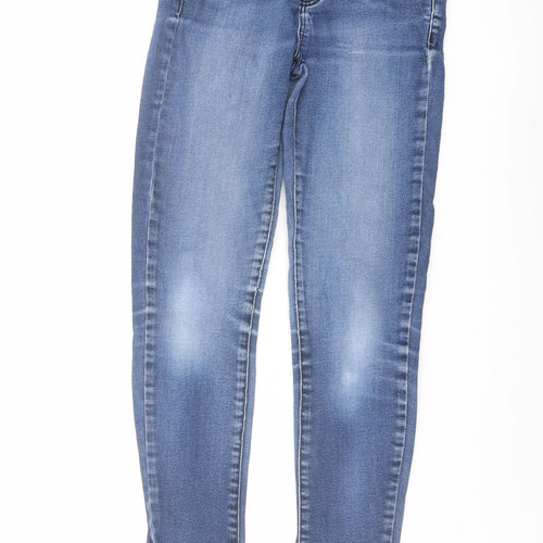 Topshop Womens Blue Cotton Skinny Jeans Size 24 in L28 in Regular Button