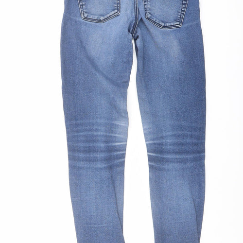 Topshop Womens Blue Cotton Skinny Jeans Size 24 in L28 in Regular Button