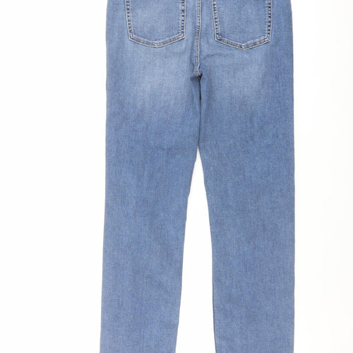 Marks and Spencer Womens Blue Cotton Straight Jeans Size 12 L27 in Regular Button