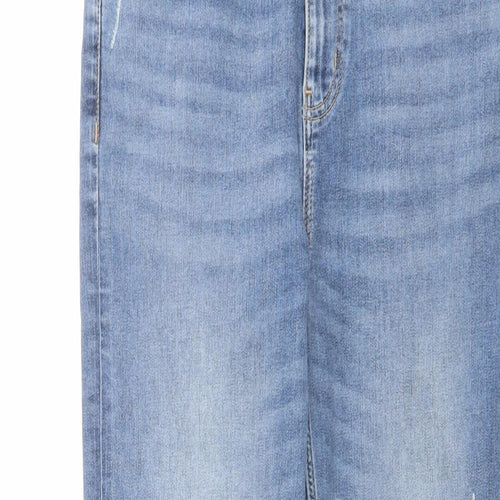 Marks and Spencer Womens Blue Cotton Straight Jeans Size 12 L27 in Regular Button