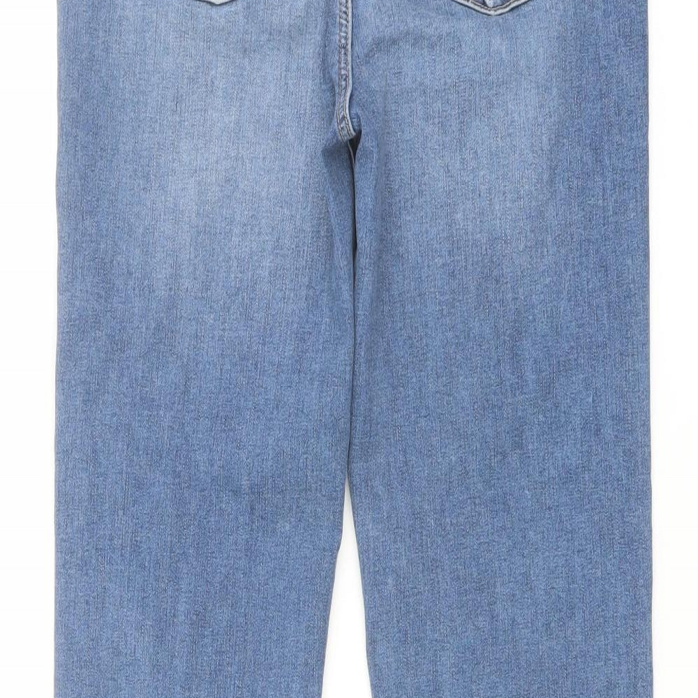 Marks and Spencer Womens Blue Cotton Straight Jeans Size 12 L27 in Regular Button