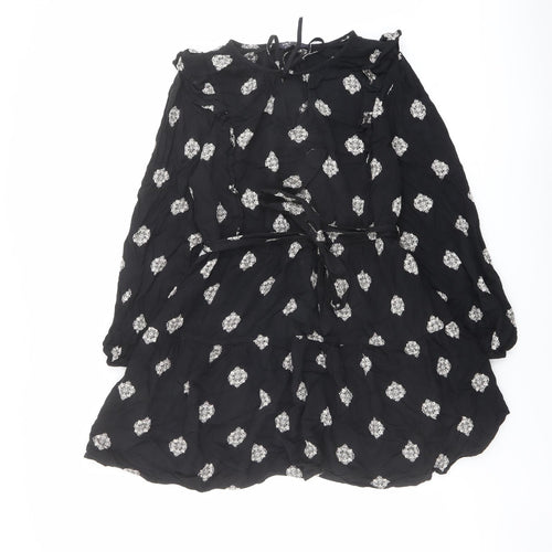 Marks and Spencer Womens Black Geometric Polyester Mini Size 12 Round Neck Tie