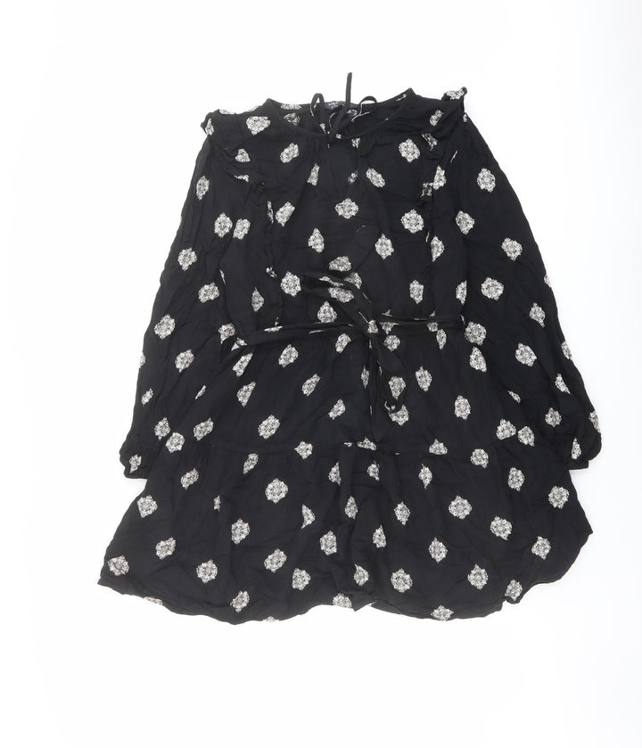 Marks and Spencer Womens Black Geometric Polyester Mini Size 12 Round Neck Tie