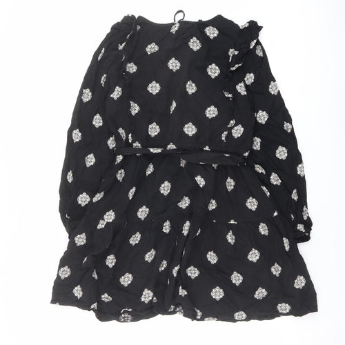Marks and Spencer Womens Black Geometric Polyester Mini Size 12 Round Neck Tie
