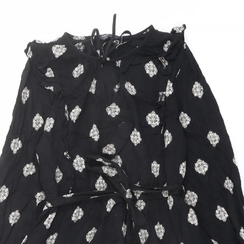 Marks and Spencer Womens Black Geometric Polyester Mini Size 12 Round Neck Tie