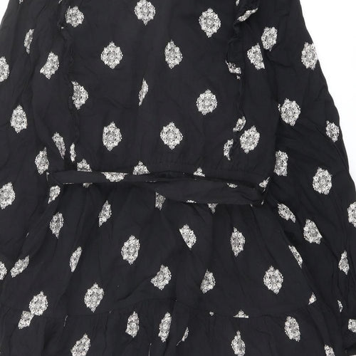 Marks and Spencer Womens Black Geometric Polyester Mini Size 12 Round Neck Tie