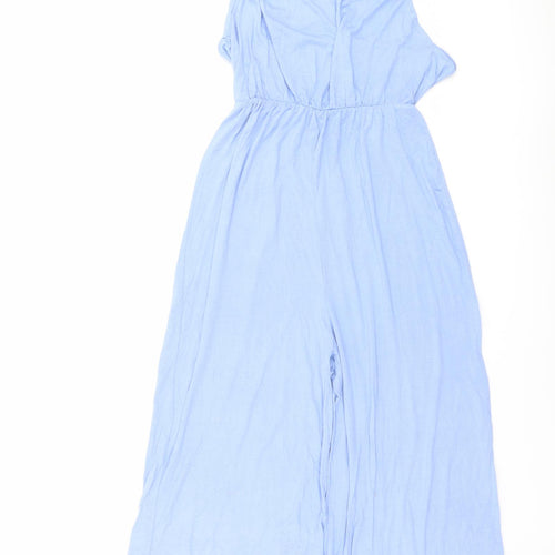 Boohoo Womens Blue Viscose Jumpsuit One-Piece Size 10 Tie