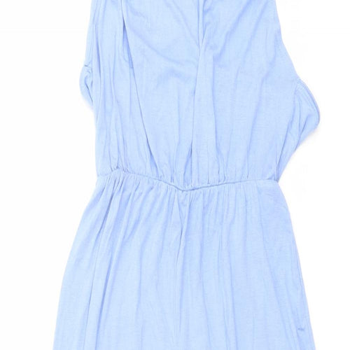 Boohoo Womens Blue Viscose Jumpsuit One-Piece Size 10 Tie