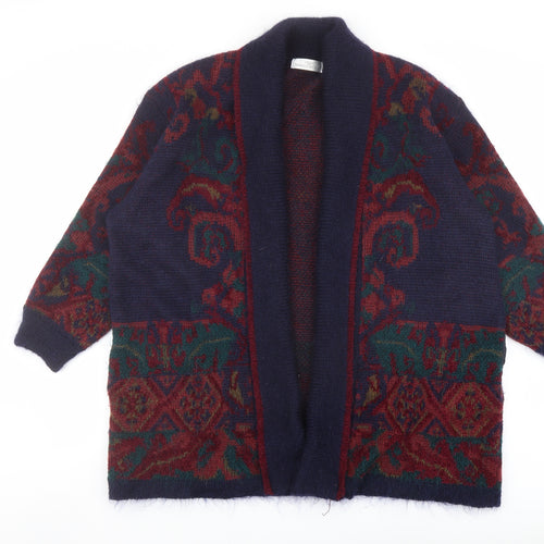 Marks and Spencer Womens Multicoloured Collared Geometric Acrylic Cardigan Jumper Size 20
