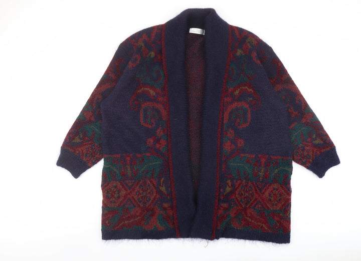 Marks and Spencer Womens Multicoloured Collared Geometric Acrylic Cardigan Jumper Size 20