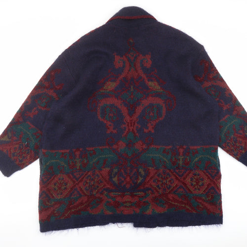 Marks and Spencer Womens Multicoloured Collared Geometric Acrylic Cardigan Jumper Size 20