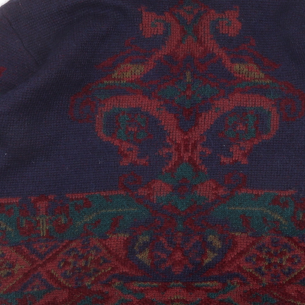 Marks and Spencer Womens Multicoloured Collared Geometric Acrylic Cardigan Jumper Size 20