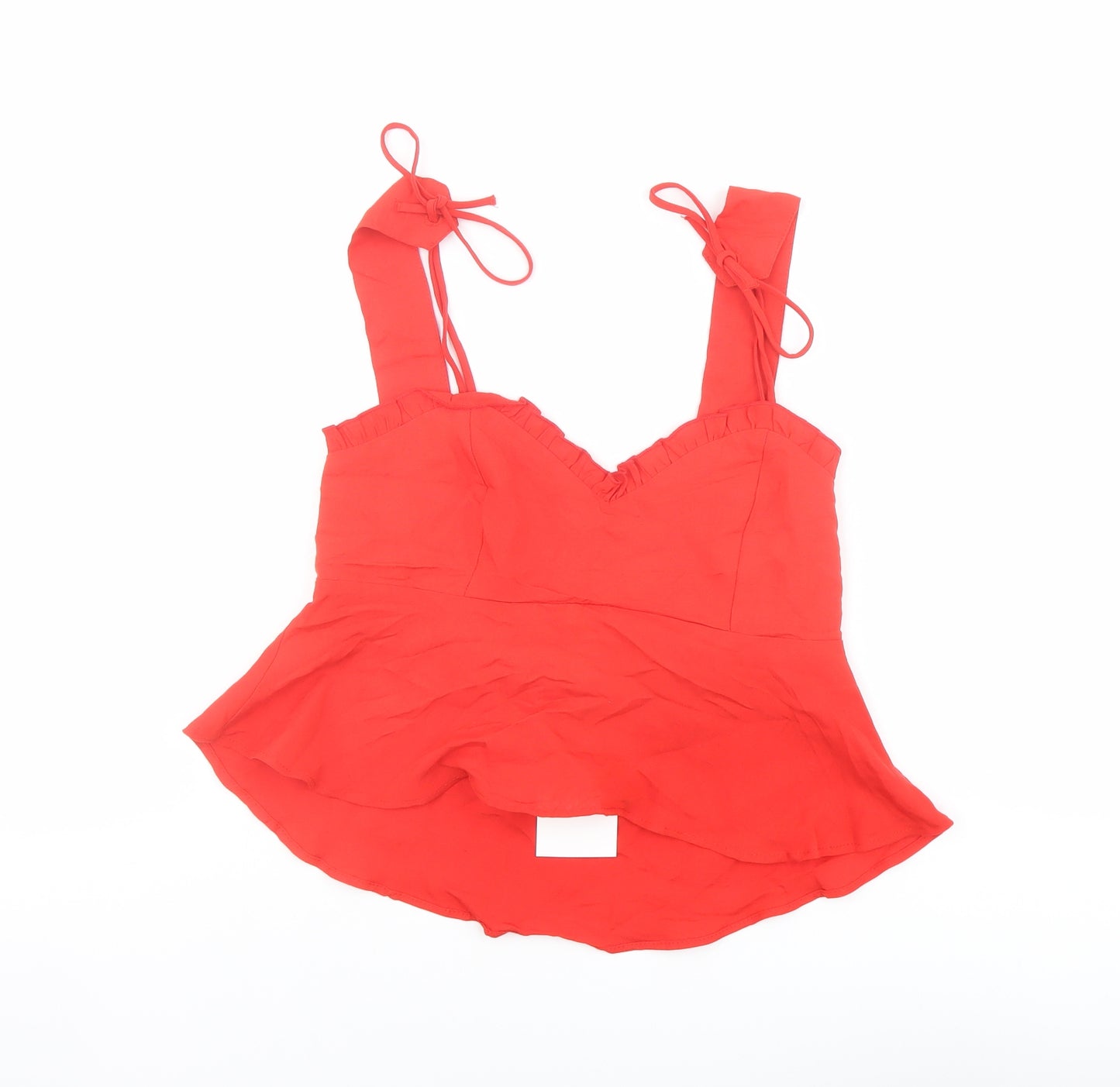 Zara Womens Red Viscose Basic Tank Size M Sweetheart