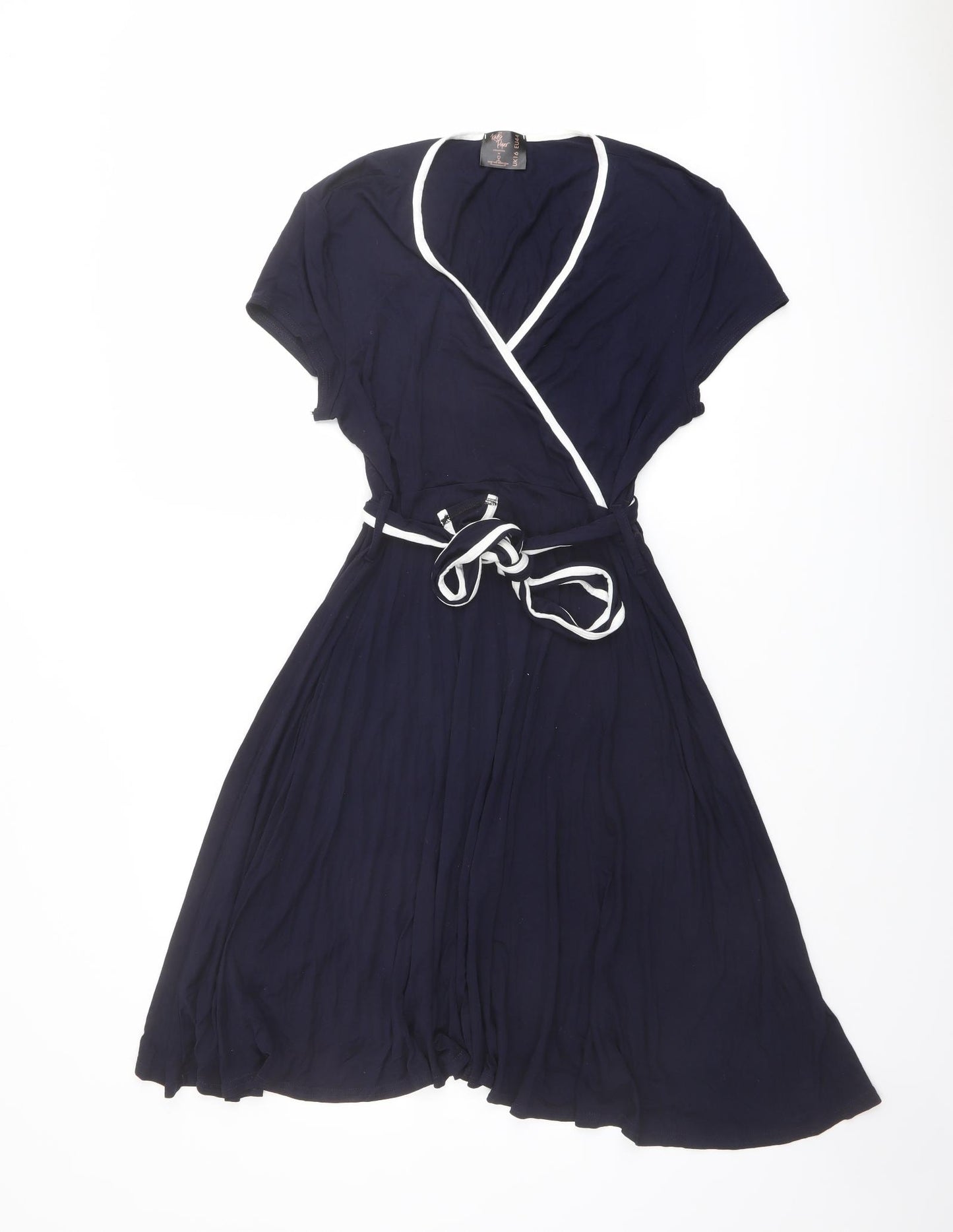 The Katie Piper Womens Blue Viscose Fit & Flare Size 16 V-Neck Pullover