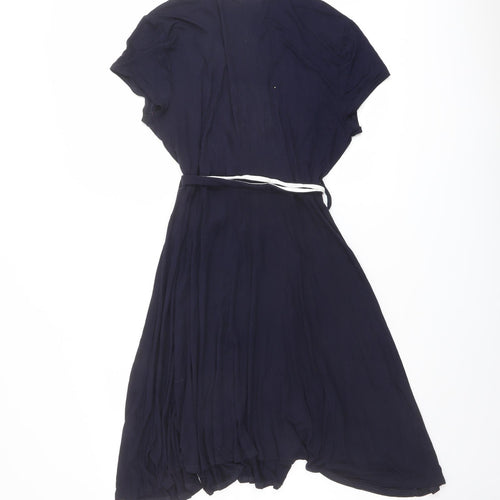 The Katie Piper Womens Blue Viscose Fit & Flare Size 16 V-Neck Pullover