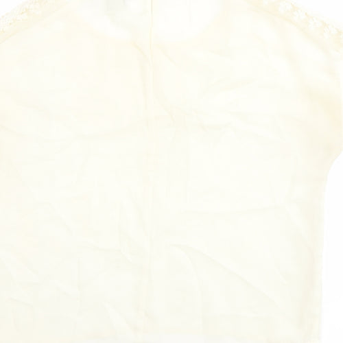 FOREVER 21 Womens Ivory Polyester Basic T-Shirt Size S Round Neck