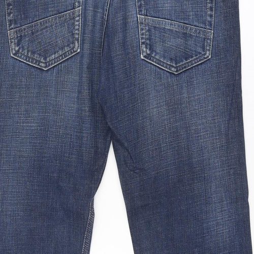 Marks and Spencer Mens Blue Cotton Straight Jeans Size 38 in L29 in Regular Zip