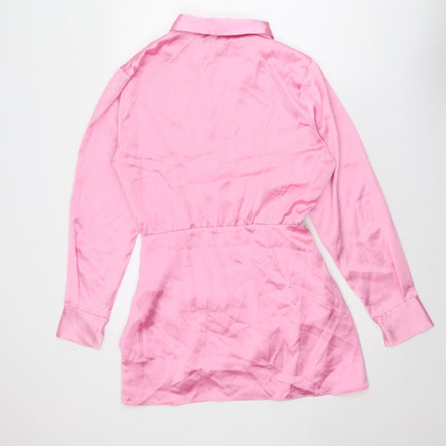 Zara Womens Pink Polyester Mini Size M Collared Zip