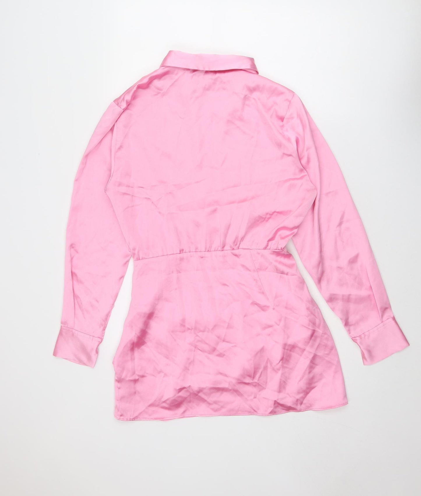 Zara Womens Pink Polyester Mini Size M Collared Zip
