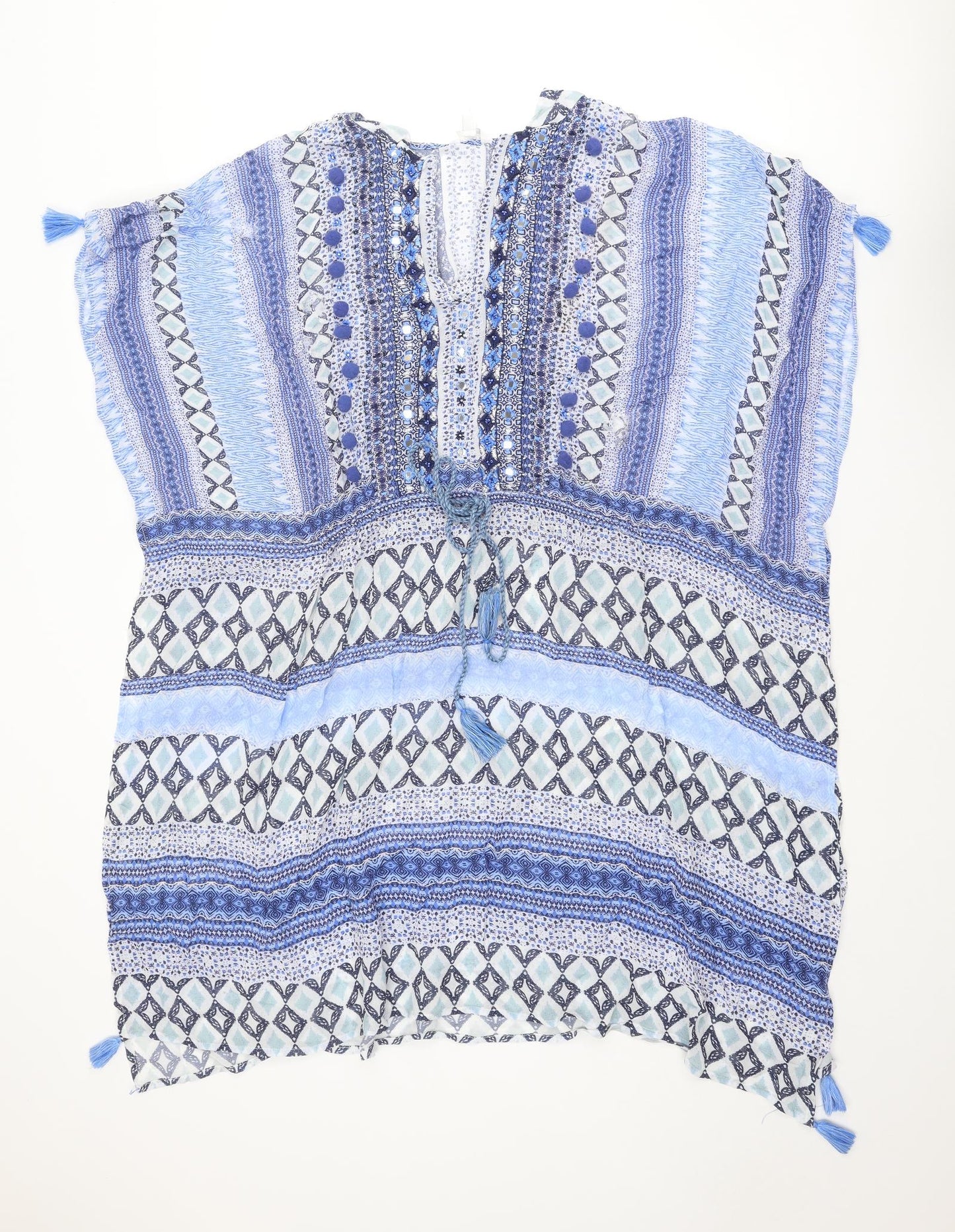 Monsoon Womens Blue Geometric Viscose Cover Up Size S