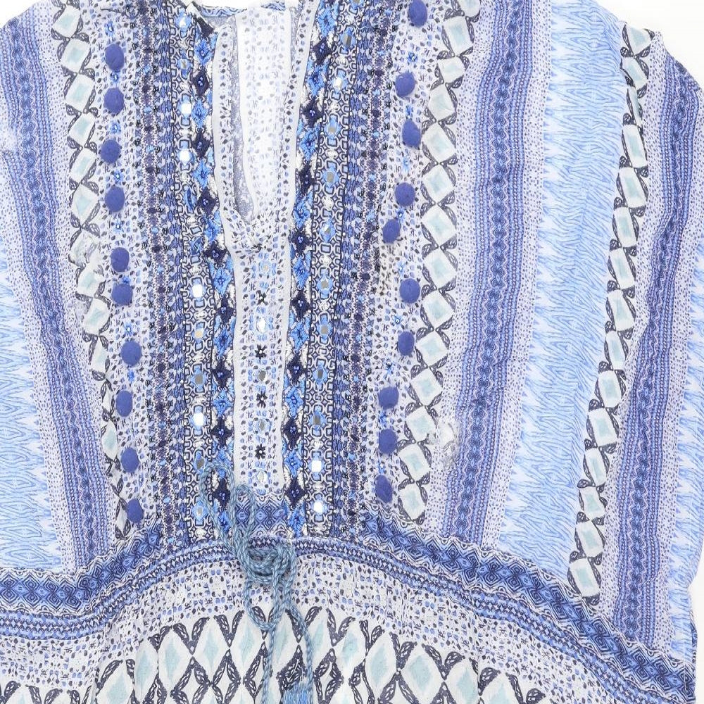 Monsoon Womens Blue Geometric Viscose Cover Up Size S