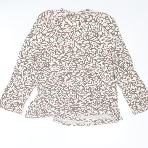 Eastex Womens Beige Floral Viscose Basic Blouse Size 16 V-Neck