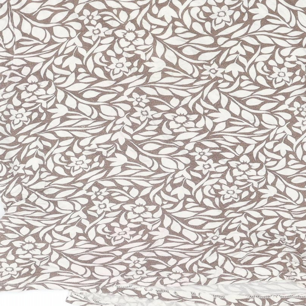 Eastex Womens Beige Floral Viscose Basic Blouse Size 16 V-Neck