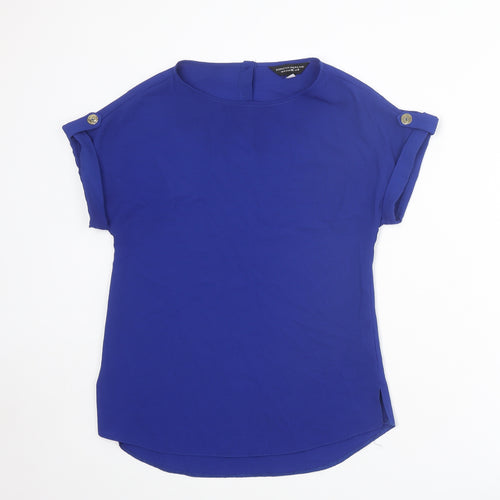Dorothy Perkins Womens Blue Polyester Basic T-Shirt Size 8 Round Neck