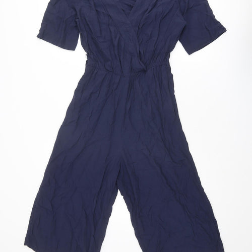 Marks and Spencer Womens Blue Viscose Jumpsuit One-Piece Size 8 L17 in Button
