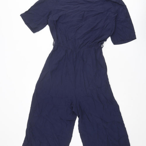 Marks and Spencer Womens Blue Viscose Jumpsuit One-Piece Size 8 L17 in Button