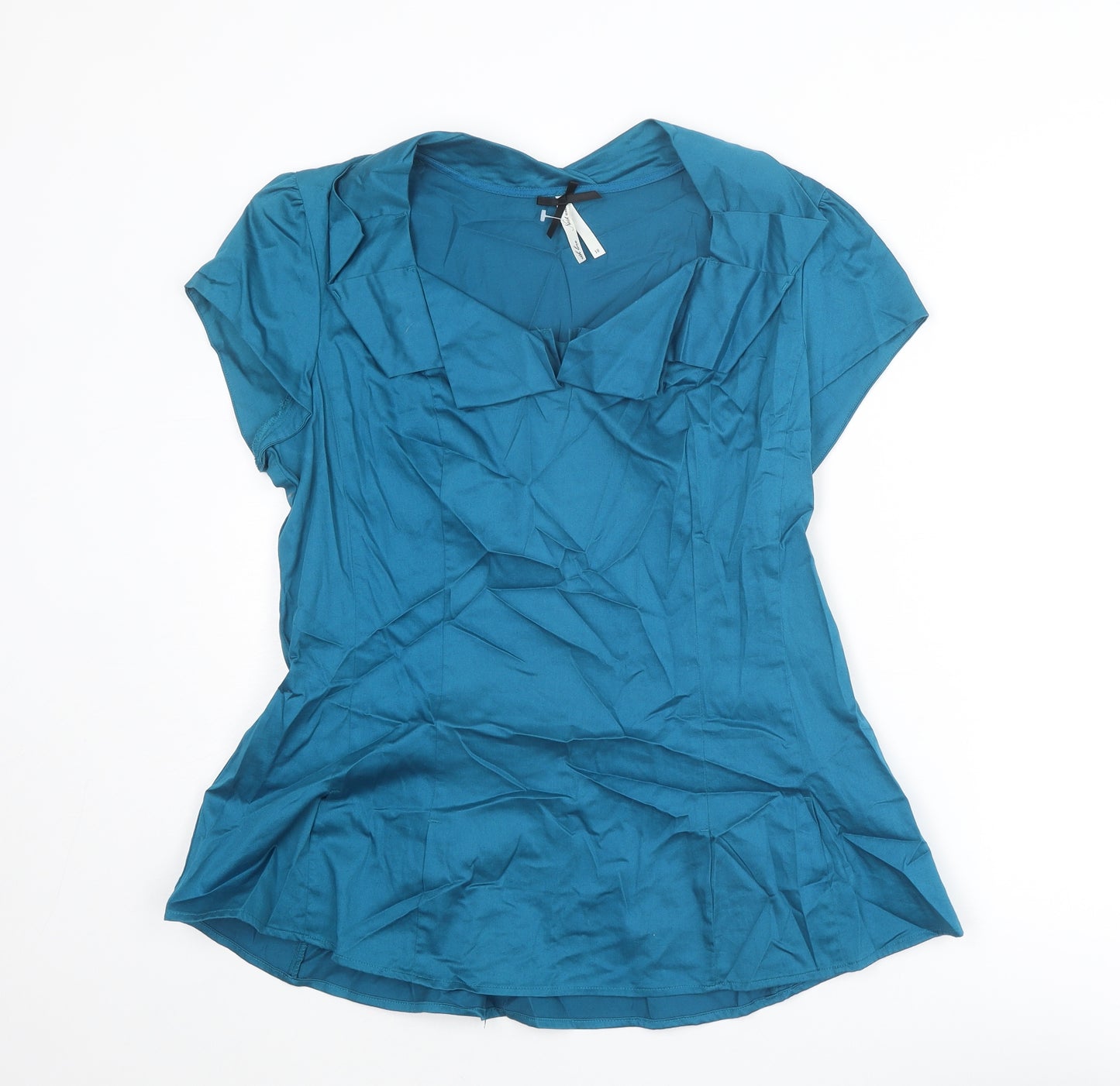 NEXT Womens Blue Cotton Basic Blouse Size 18 Scoop Neck