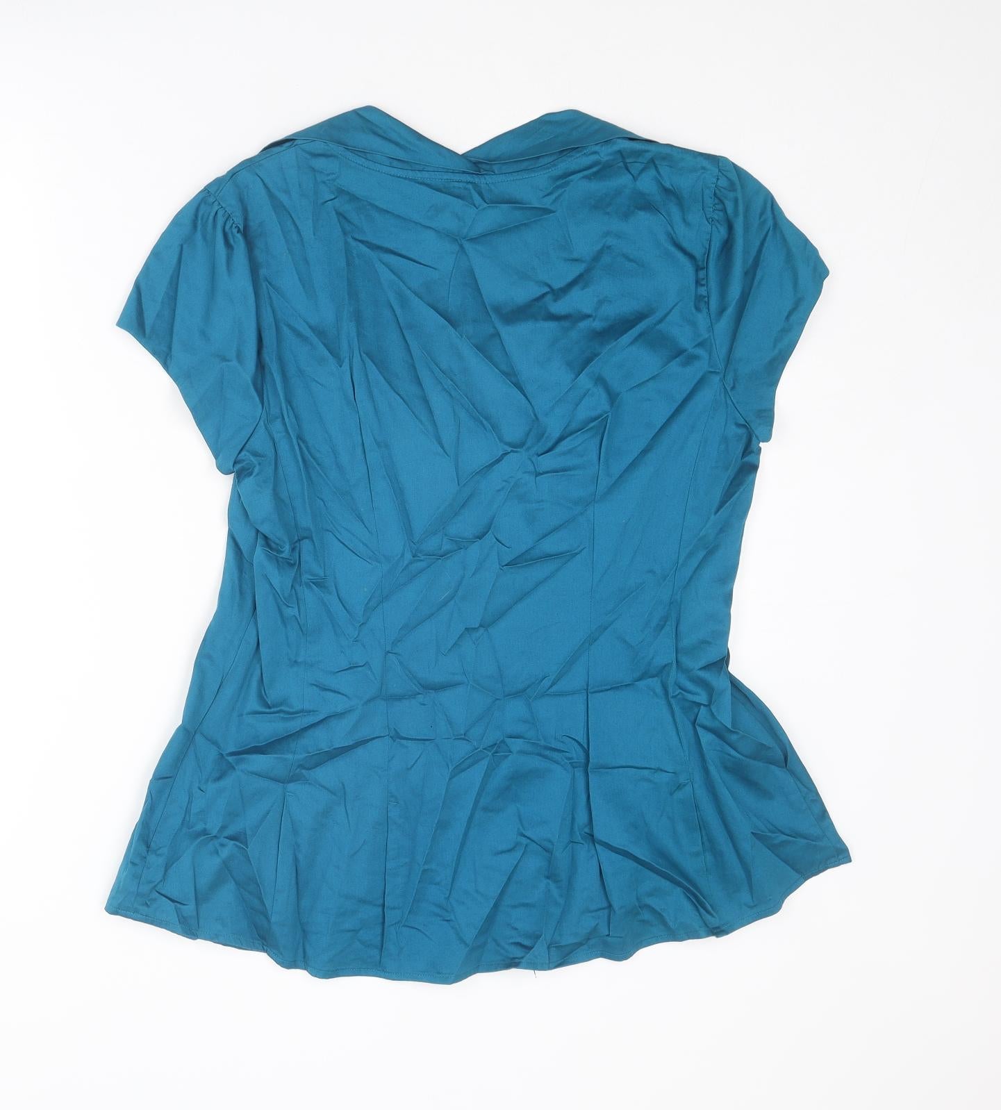 NEXT Womens Blue Cotton Basic Blouse Size 18 Scoop Neck