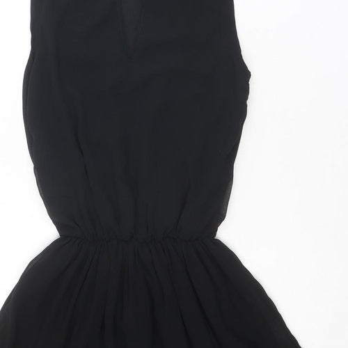 ASOS Womens Black Polyester Fit & Flare Size 8 Roll Neck Button