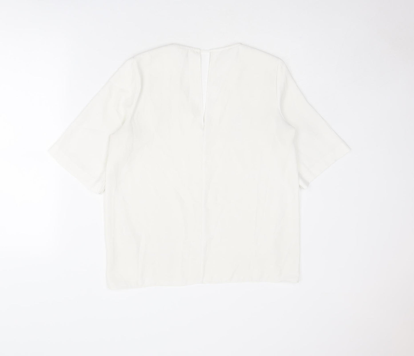 River Island Womens White Polyester Basic T-Shirt Size 10 V-Neck