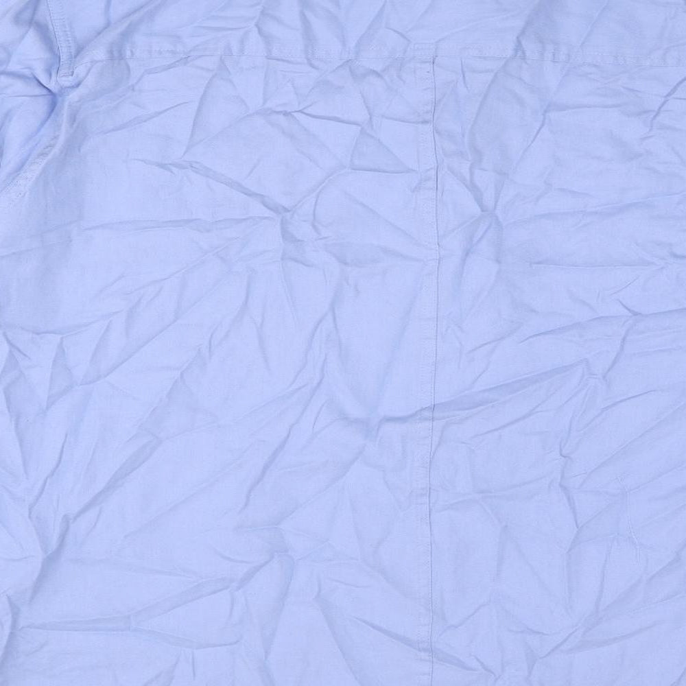 Marks and Spencer Womens Blue Cotton Basic Button-Up Size 24 Collared